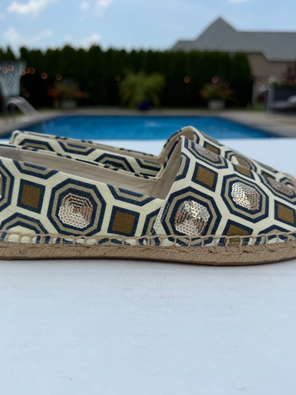 NWT TORY BURCH Cecily Sequin Embellished Espadrille Size 8 Shoes